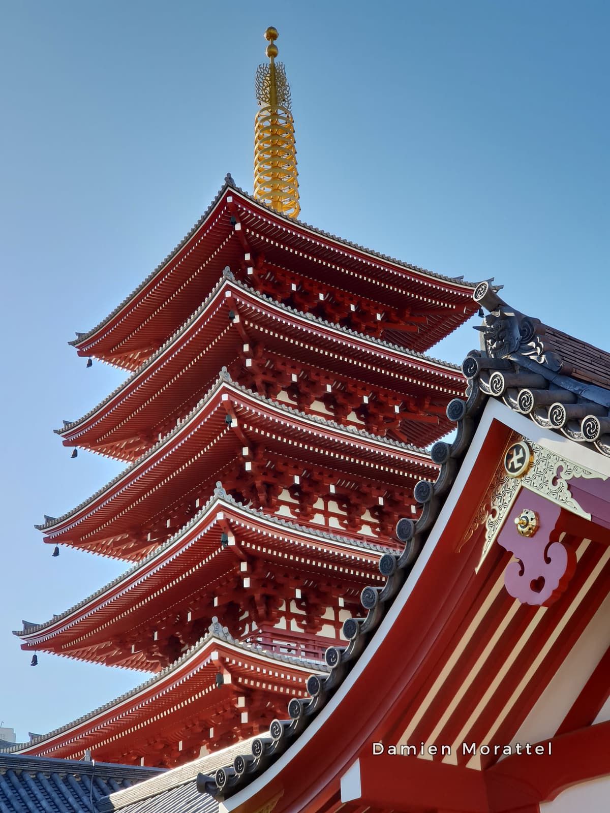 The red pagoda seen from below